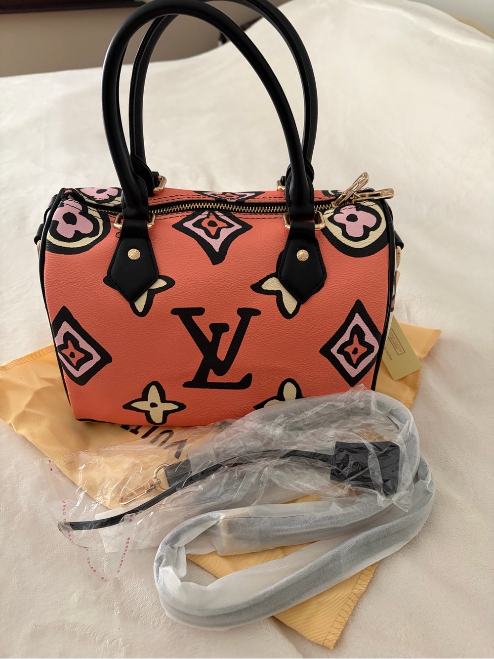 SL Fashions Coral Floral Monogram Clutch/Crossbody Purse NEW